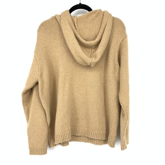 Marine Layer Pullover Hoodie Sweater Womens Size Medium Tan Wool Alpaca Blend - Picture 2 of 6
